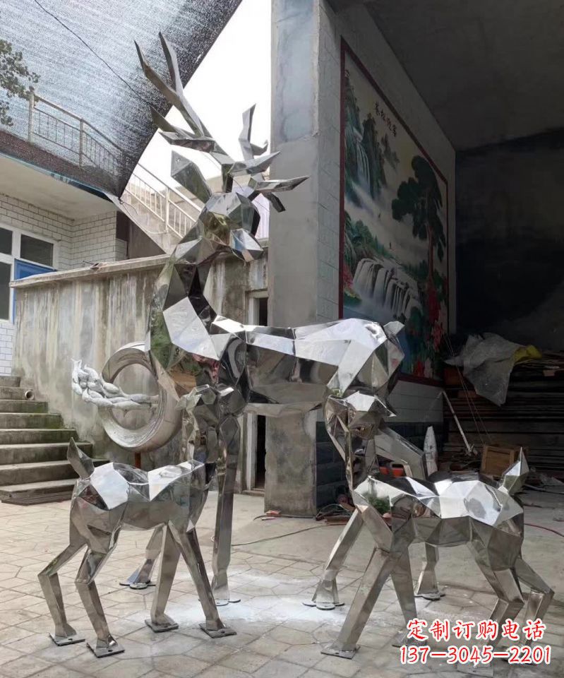 安阳精致鹿形不锈钢雕塑