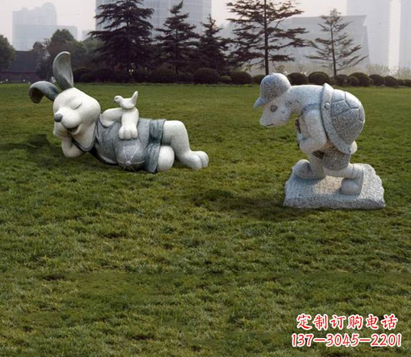 安阳中领雕塑独特的石雕兔子