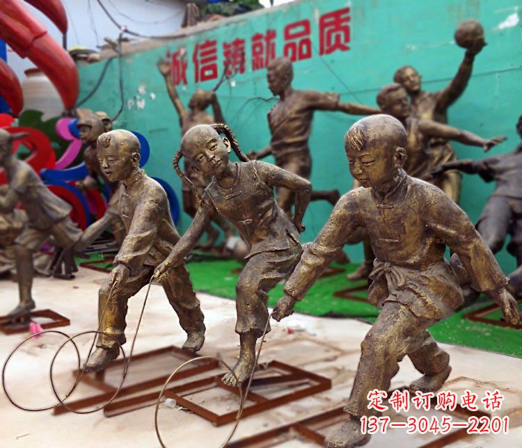 安阳滚铁环为您的小宝定制精美儿童铜雕