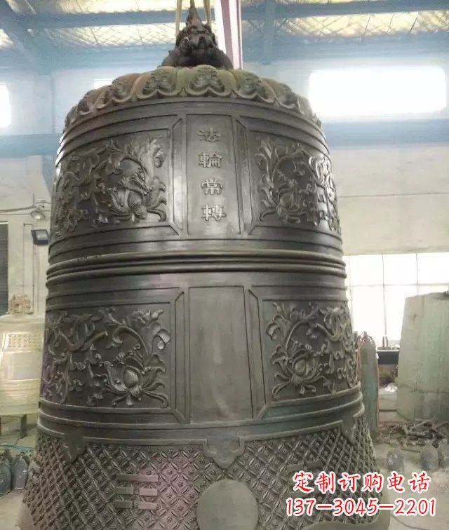 安阳国泰民安铜钟寺庙铜雕-传统工艺精美的铜钟雕塑
