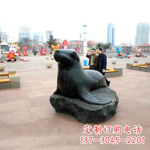 安阳海豹石雕塑,精美纯手工制作