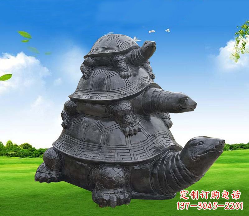 安阳重现经典,海龟母子石雕动物摆件