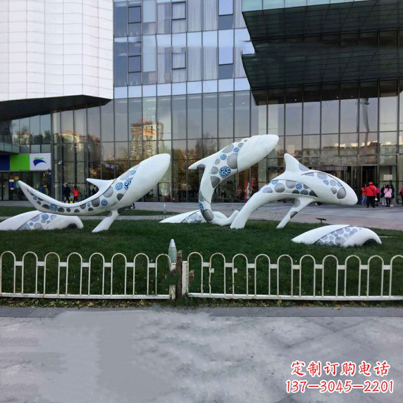 安阳城市绿地观赏海豚雕塑
