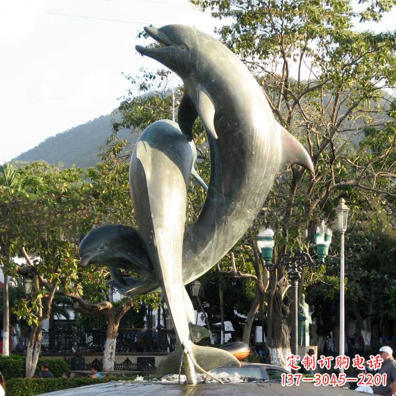 安阳海豚公园铜雕景观动物雕塑