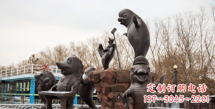 安阳精美铜海豚雕塑,精细雕琢把海豚灵魂融入!