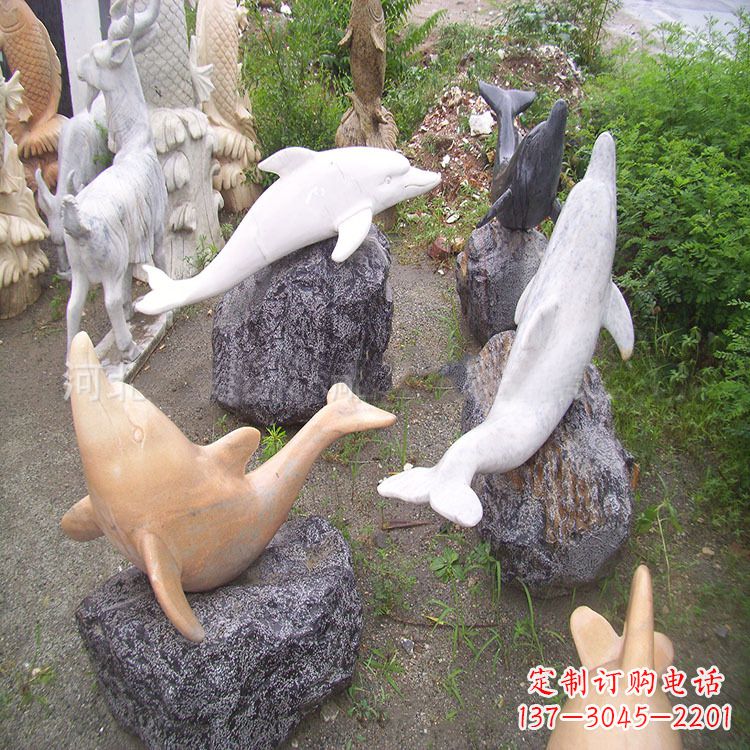 安阳海豚石雕塑,纯手工定制精美艺术品