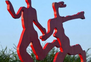 安阳中领雕塑-多彩情侣跑步雕塑