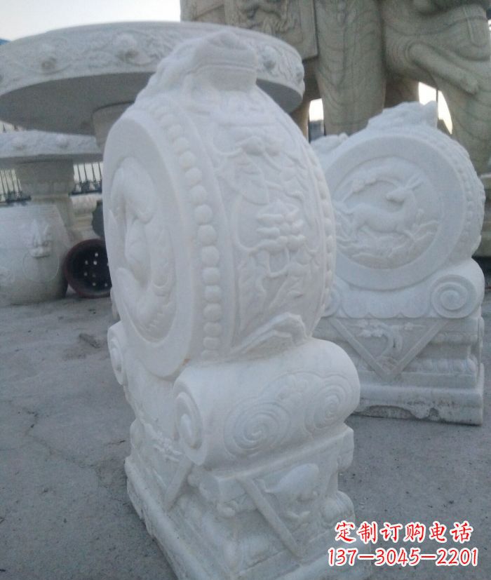 安阳汉白玉抱鼓石门墩雕塑