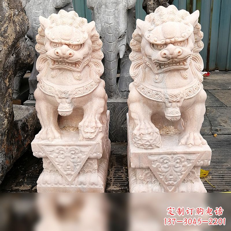 安阳汉白玉狮子雕塑,独特雕刻,展现狮子雄势