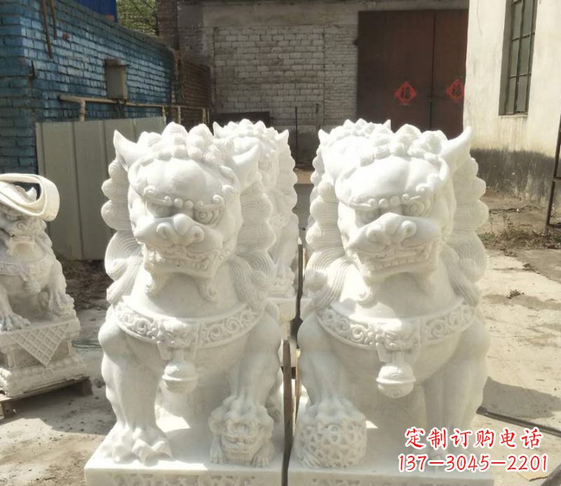 安阳中领雕塑:绣球狮子石雕