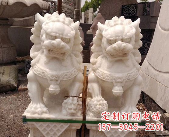 安阳精美手工汉白玉狮子石雕