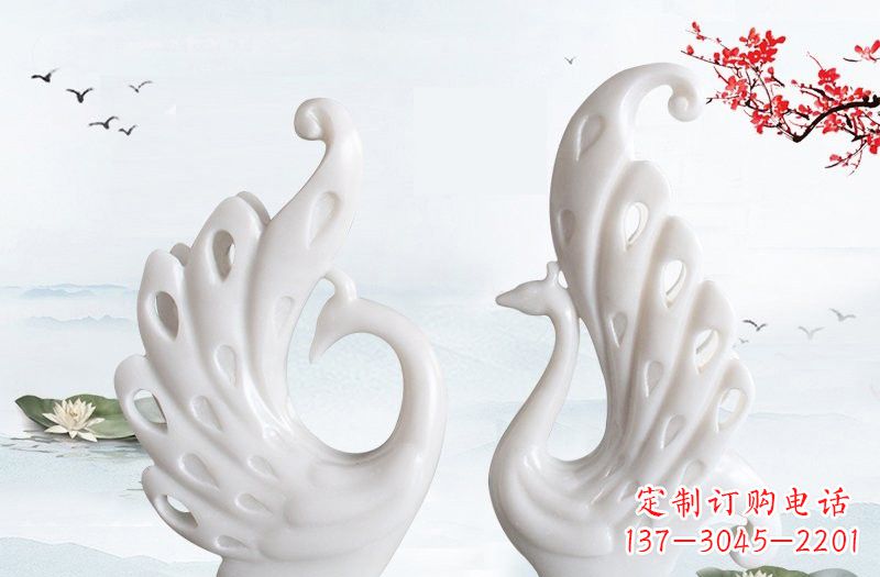 安阳汉白玉孔雀艺术雕塑