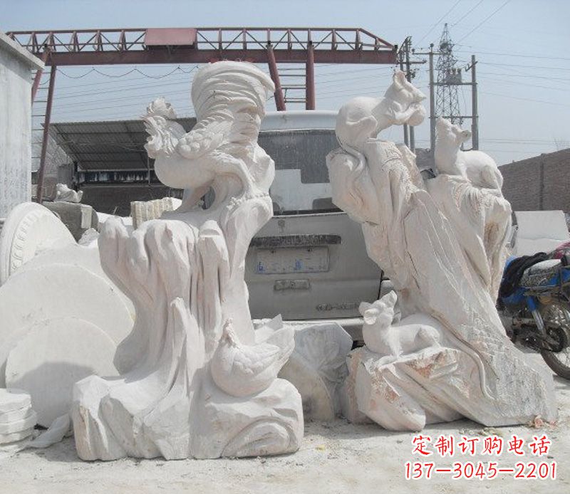 安阳中领雕塑,打造古典唯美的汉白玉公鸡雕塑
