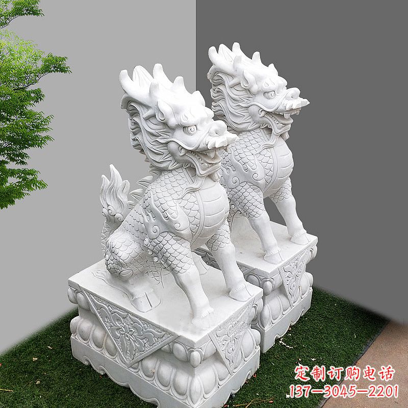 安阳品质出众的汉白玉麒麟大门石雕塑