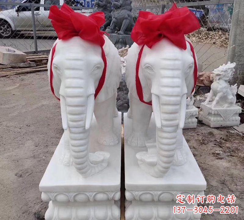 安阳中领雕塑象征意义深远的汉白玉大象石雕