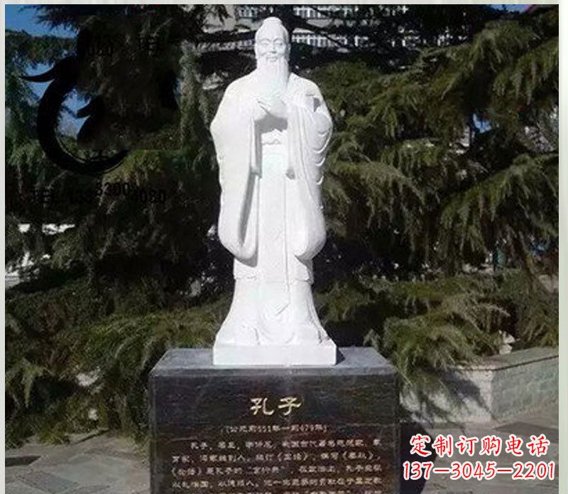 安阳金碧辉煌,汉白玉大型孔子雕塑