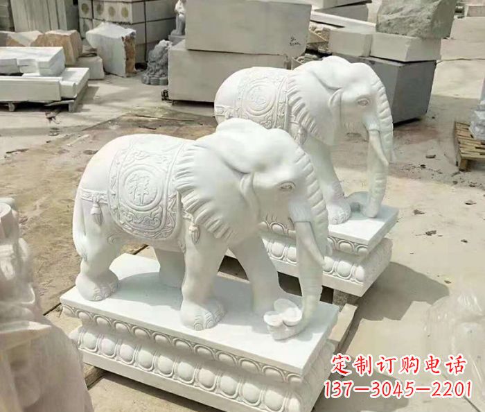 安阳韵味悠长的汉白玉大象招财动物石雕