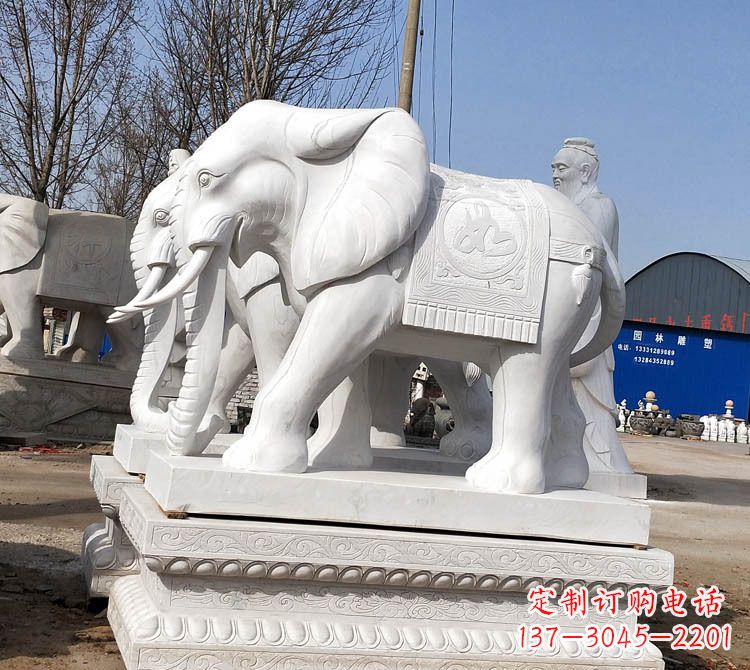 安阳浪漫汉白玉大象石雕塑