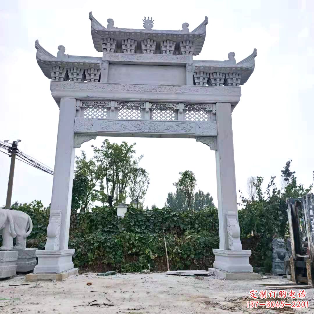 安阳汉白玉精致的牌坊雕塑