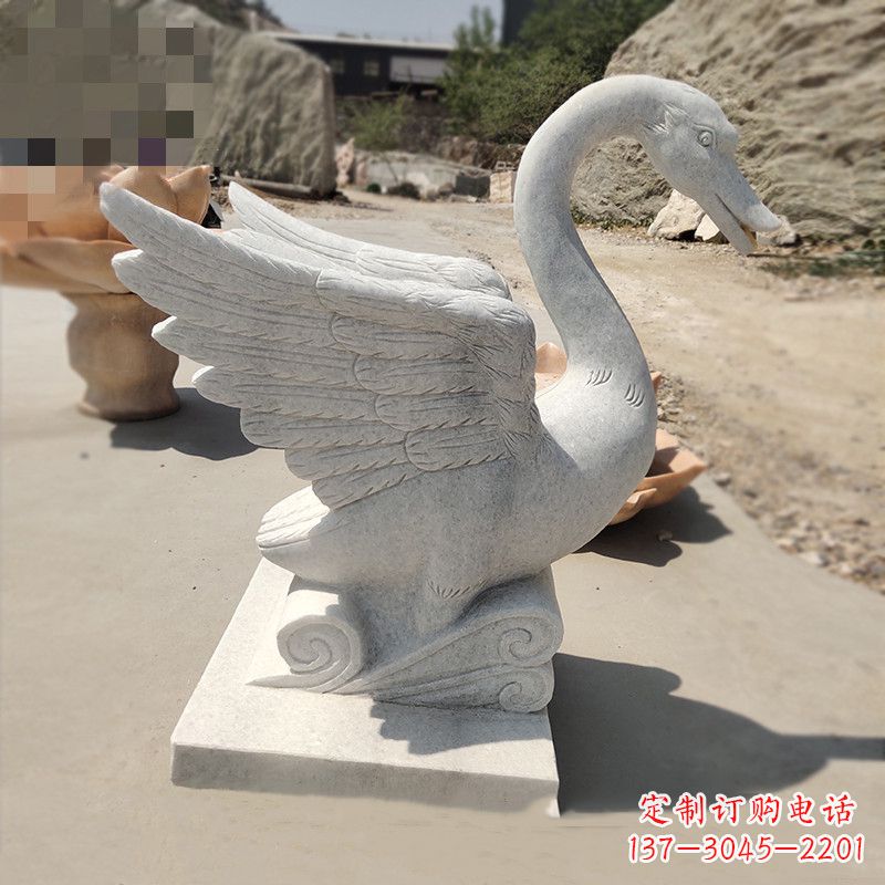 安阳细腻精美的汉白玉天鹅雕塑
