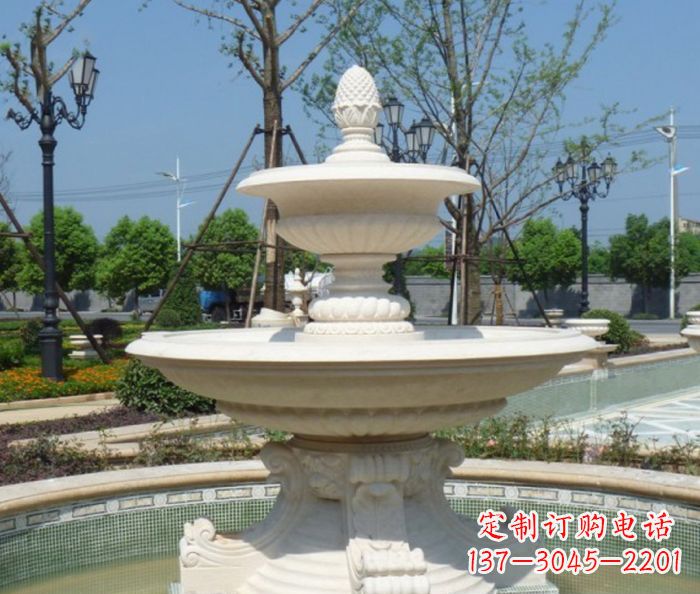 安阳全新款白玉多层喷泉雕塑