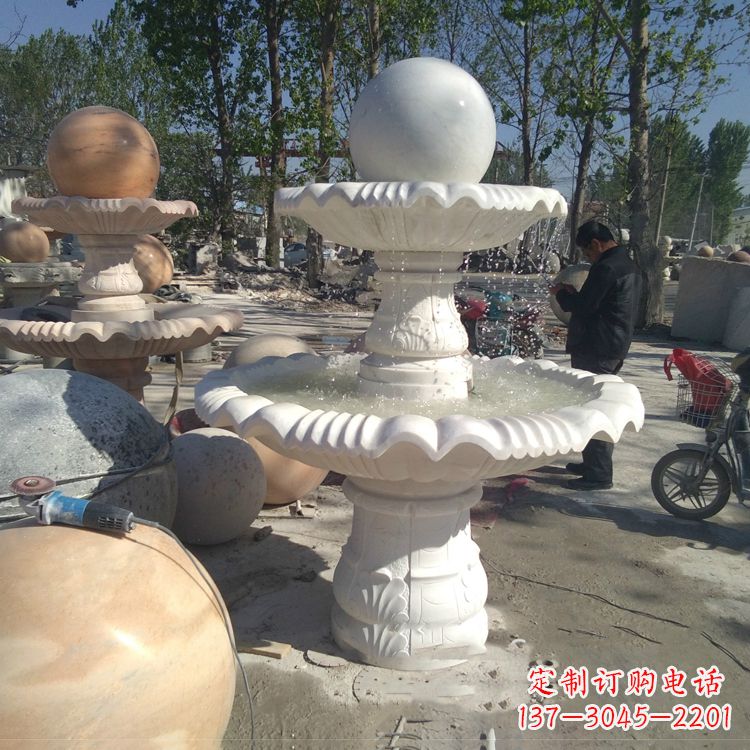 安阳汉白玉风水球，高端定制雕塑