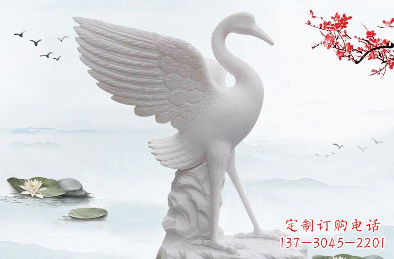 安阳开启一段神奇变化之旅——汉白玉仙鹤雕塑