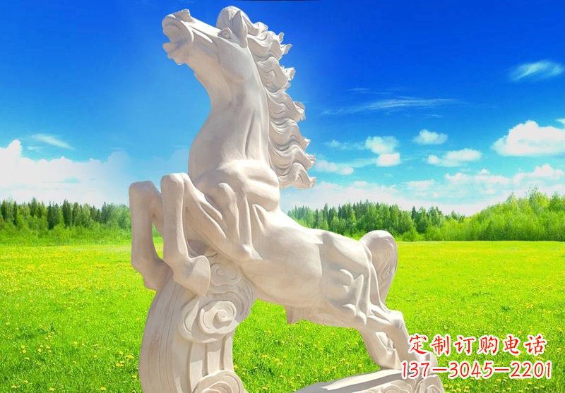 安阳古典精美的汉白玉奔马石雕