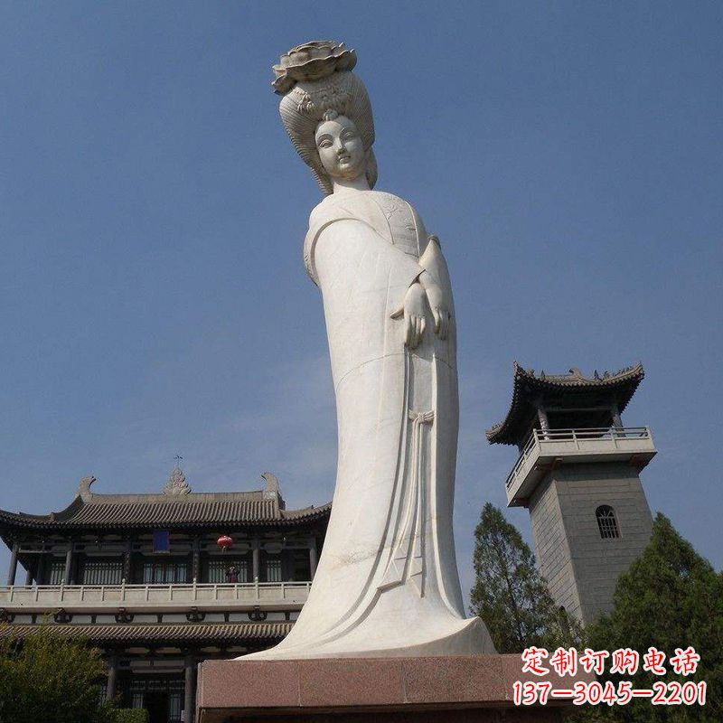 安阳汉白玉贵妃石雕像-精美绝伦的杨玉环雕像
