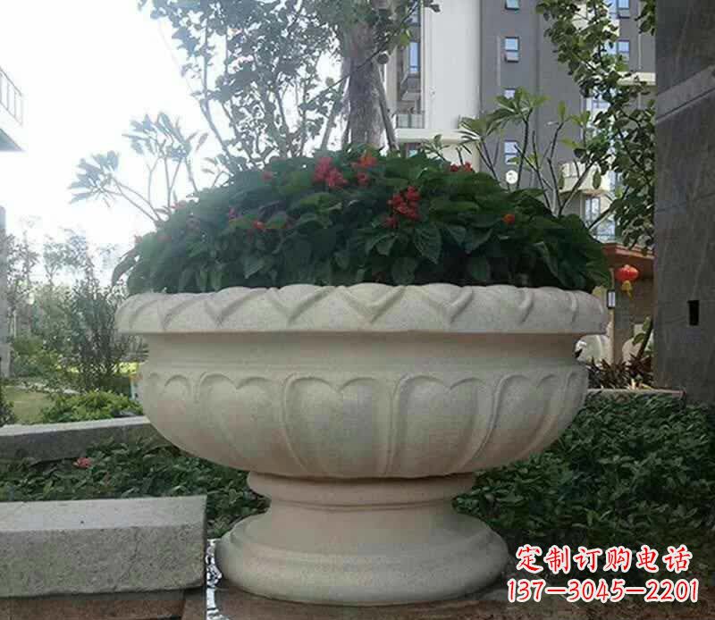 安阳传承艺术美学的汉白玉花盆雕塑