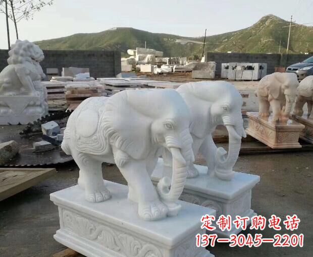安阳高雅大气的汉白玉吉祥大象门口雕塑