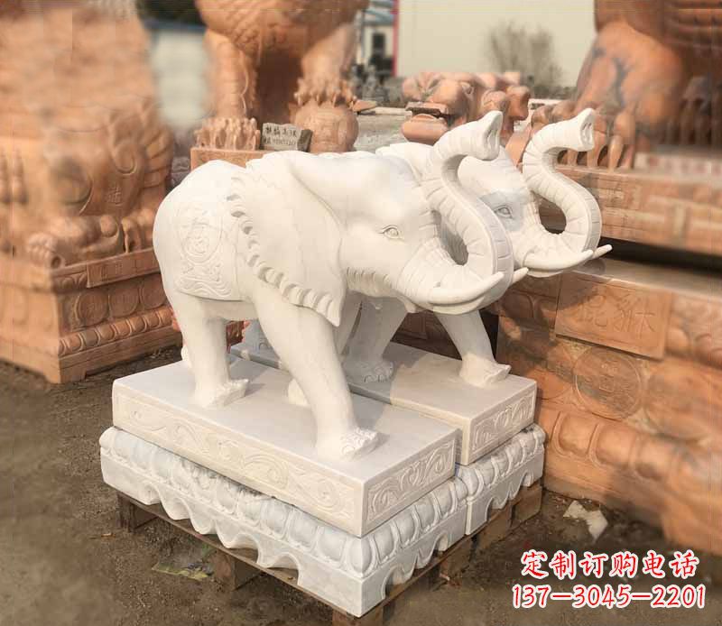 安阳雕刻睿智的大象-定制门口镇宅招财石雕