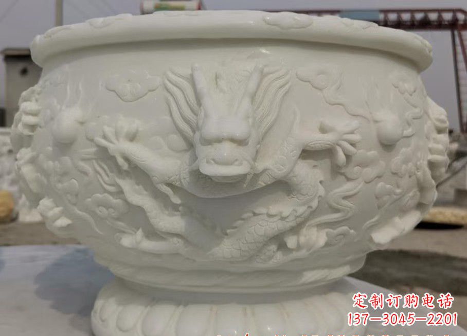 安阳中领雕塑汉白玉龙鱼缸雕塑,是由专业雕塑定…