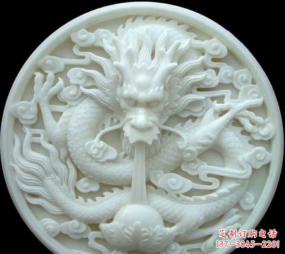 安阳汉白玉雕刻龙头摆件,悠然吟诗引领风尚