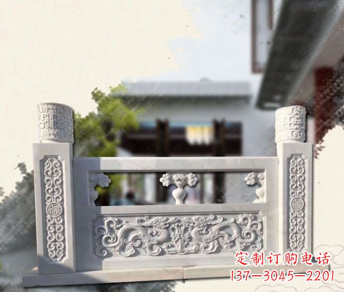 安阳汉白玉龙石栏板雕塑