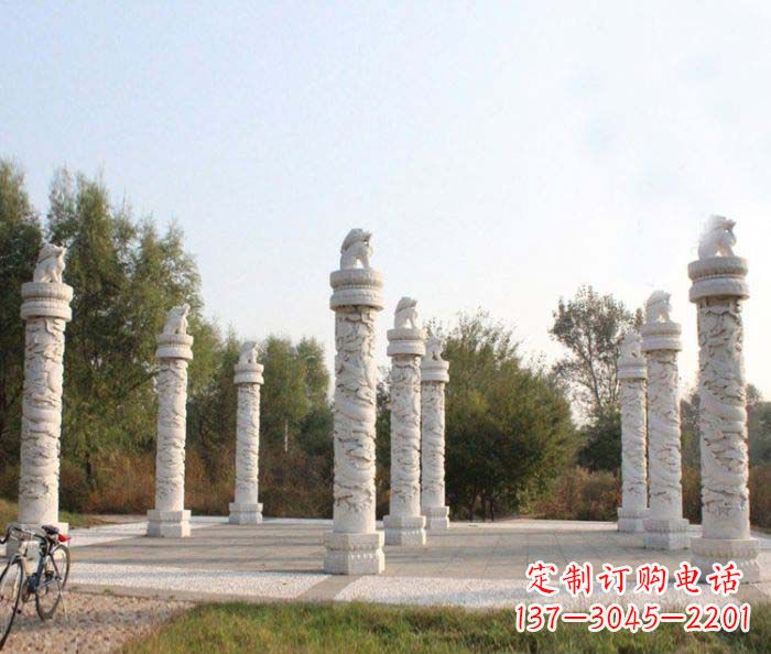 安阳高级汉白玉龙柱广场文化柱石雕