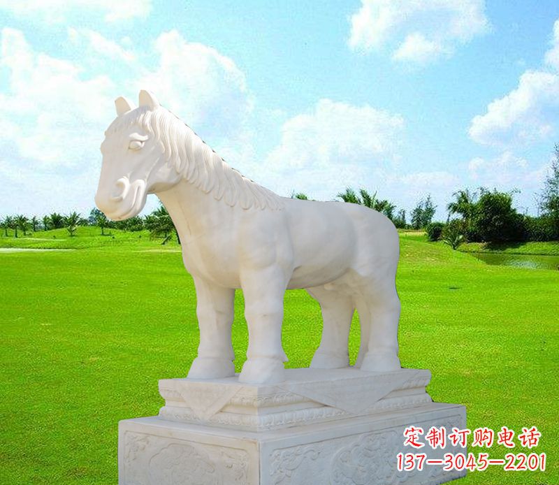 安阳汉白玉马石精美动物雕塑