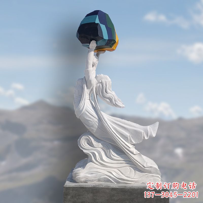 安阳领雕塑精美雕刻的女娲补天石雕塑