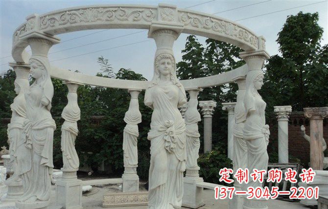 安阳汉白玉欧式凉亭雕塑,尽享悠然凉意
