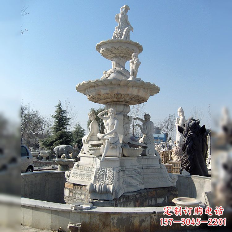 安阳精美汉白玉欧式人物喷泉雕塑
