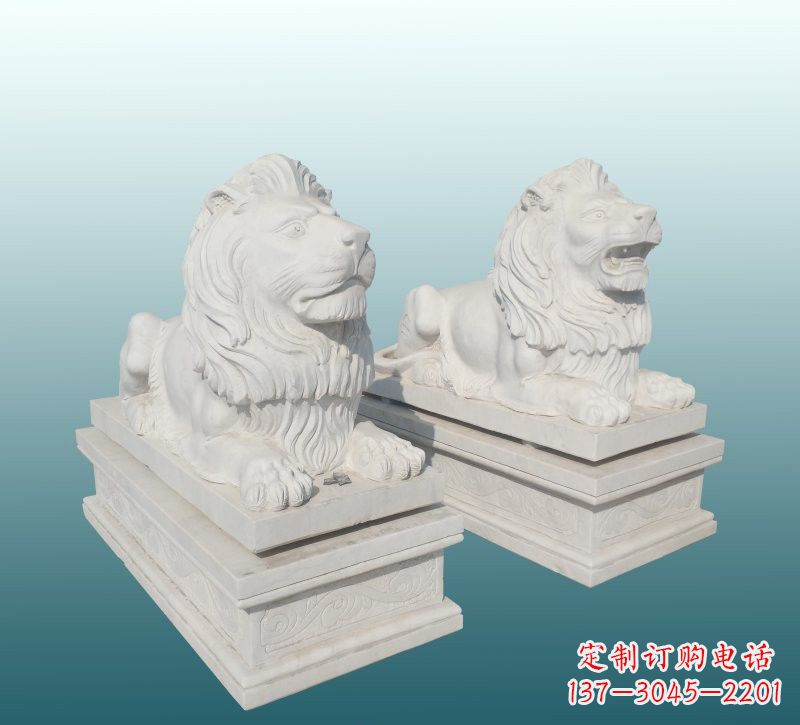 安阳汉白玉狮子雕塑,来自中领雕塑精美设计