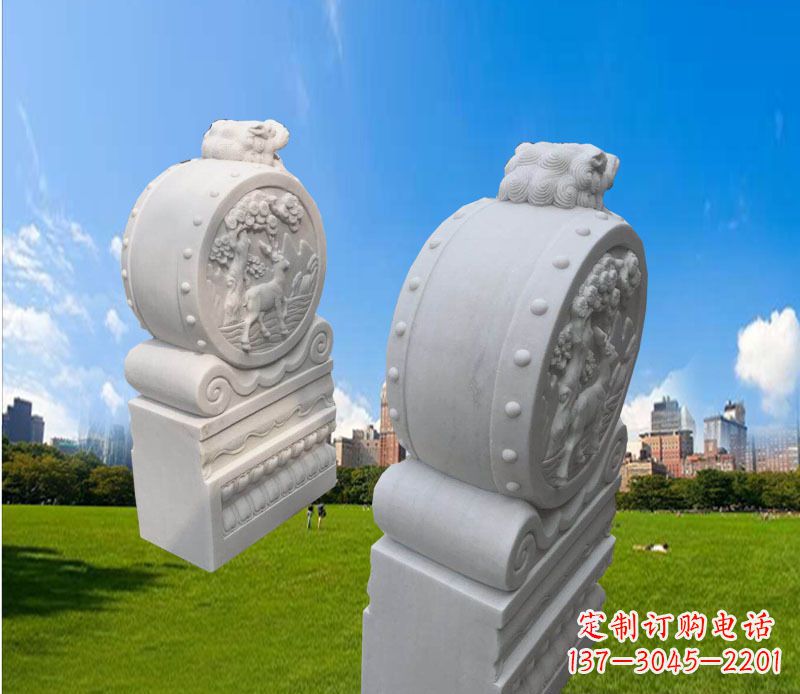 安阳精致的汉白玉门墩雕塑