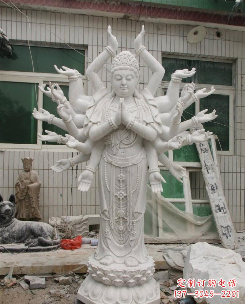 安阳汉白玉千手观音雕塑,精致细腻,深具宗教意义