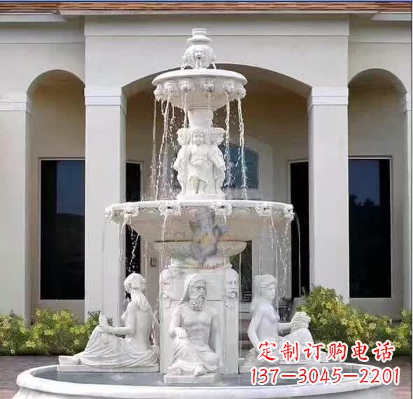 安阳汉白玉精美完美的喷泉雕塑