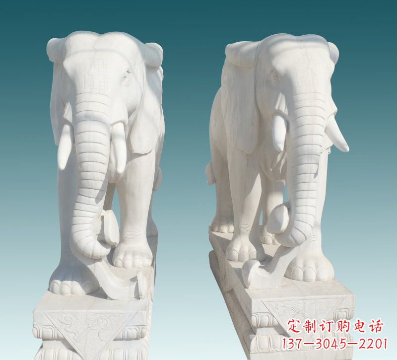 安阳昂贵的汉白玉大象雕塑,招财又招福
