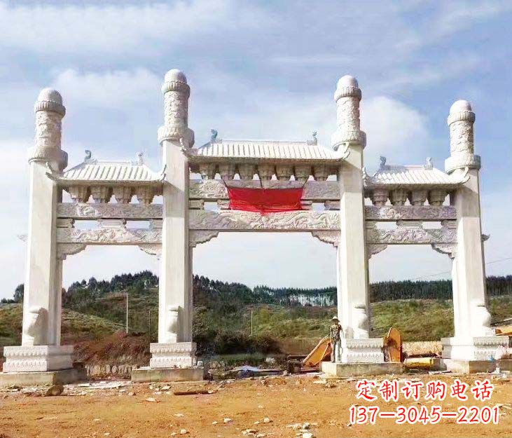 安阳精美白玉牌坊石雕,品质缔造传世绝品