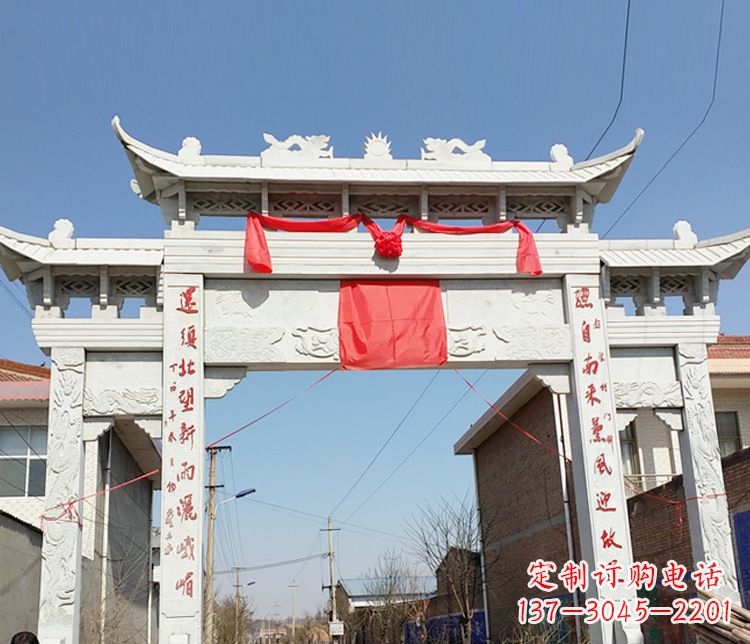 安阳汉白玉三门石牌坊石雕——精致而优雅