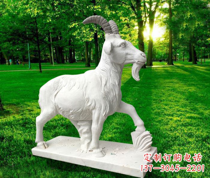 安阳汉白玉精美山羊雕塑