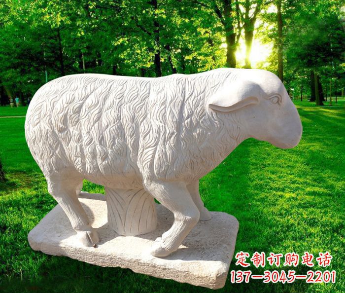 安阳中领雕塑的汉白玉山羊石雕是一件雕刻精美的…