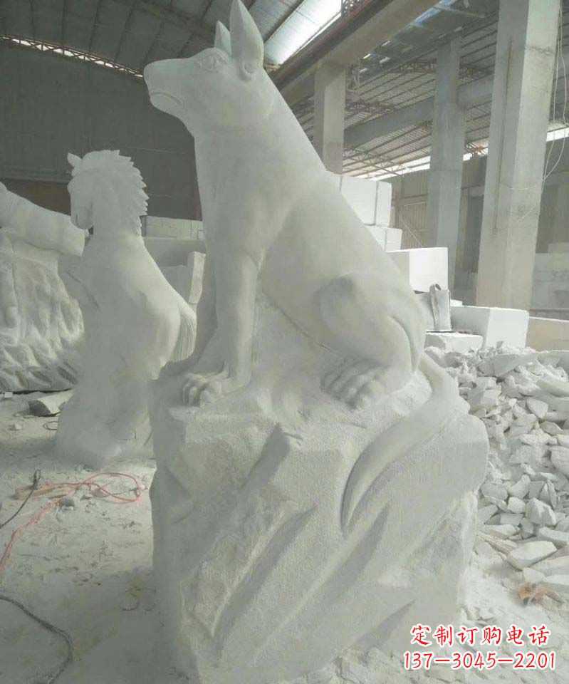安阳汉白玉生肖狗雕塑